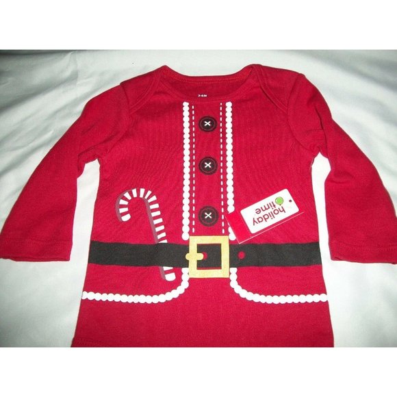 Santa Suit Red Christmas Long Sleeve Bodysuit 0-3 Months Boy Girl Baby Costume - Picture 2 of 4